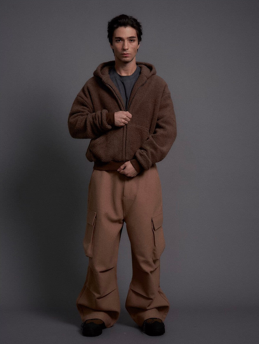 LIBERAFIT Wool Blend 3D Flap Pocket Baggy Cargo Pants