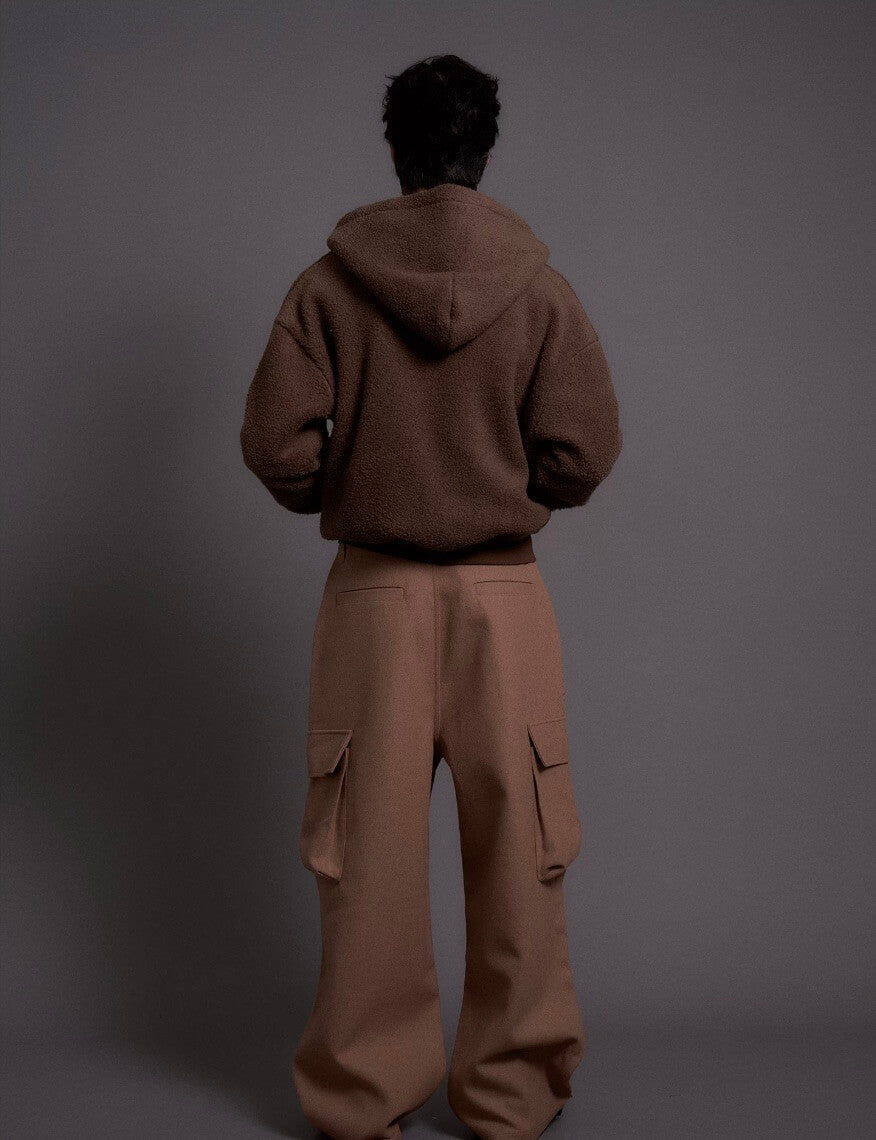 LIBERAFIT Wool Blend 3D Flap Pocket Baggy Cargo Pants