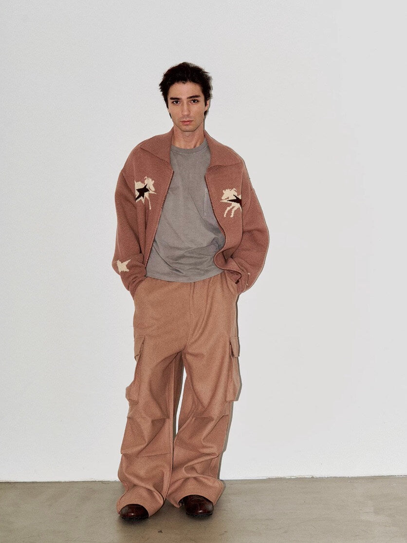 LIBERAFIT Wool Blend 3D Flap Pocket Baggy Cargo Pants