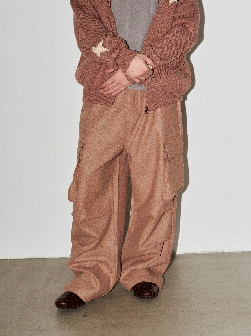 LIBERAFIT Wool Blend 3D Flap Pocket Baggy Cargo Pants
