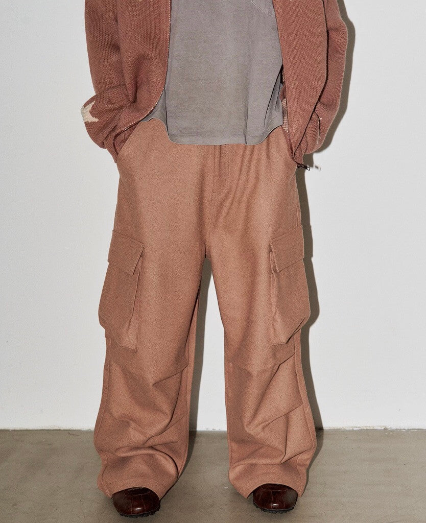 LIBERAFIT Wool Blend 3D Flap Pocket Baggy Cargo Pants