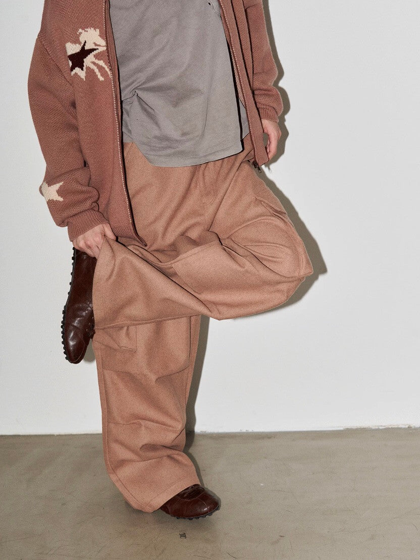 LIBERAFIT Wool Blend 3D Flap Pocket Baggy Cargo Pants