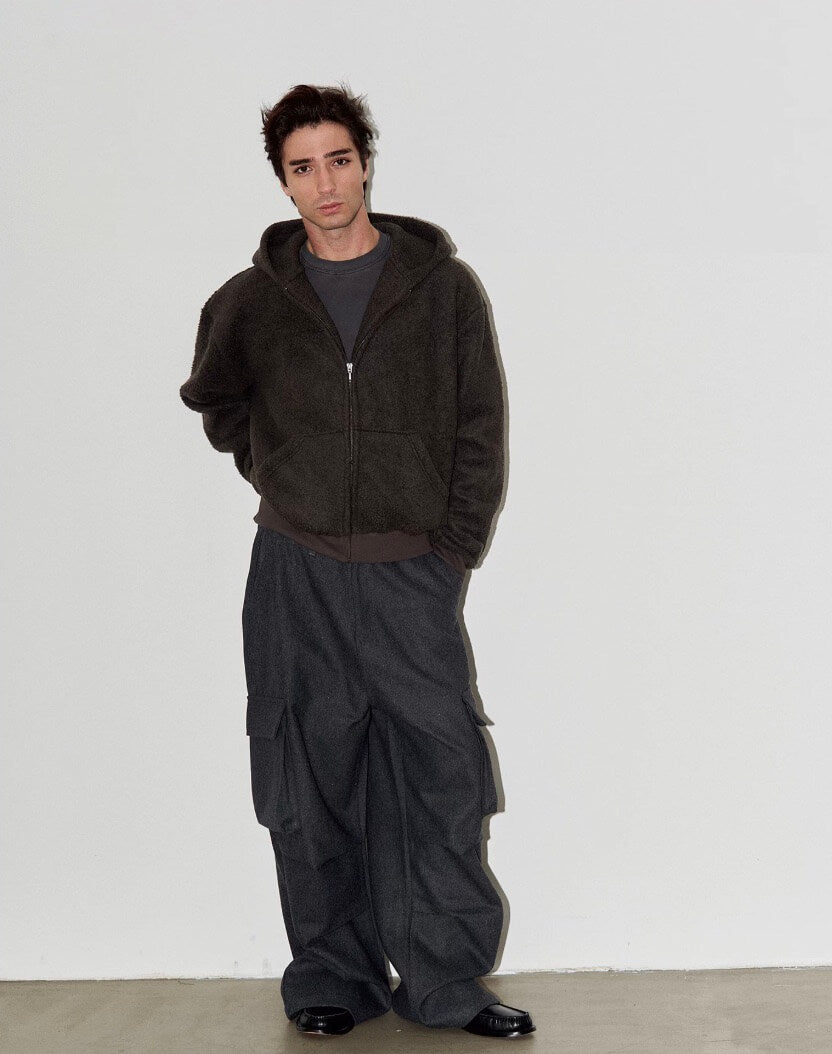 LIBERAFIT Wool Blend 3D Flap Pocket Baggy Cargo Pants