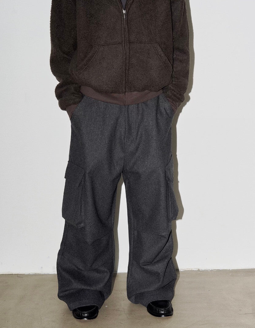 LIBERAFIT Wool Blend 3D Flap Pocket Baggy Cargo Pants