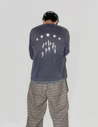 LIBERAFIT Star Graphic Vintage Dyed Distressed Long Sleeve Tee