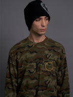 LIBERAFIT Vintage Camo Leopard Waffle Star Embroidered Long Sleeve Tee