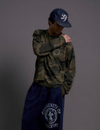 LIBERAFIT Vintage Camo Leopard Waffle Star Embroidered Long Sleeve Tee