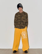 LIBERAFIT Vintage Camo Leopard Waffle Star Embroidered Long Sleeve Tee
