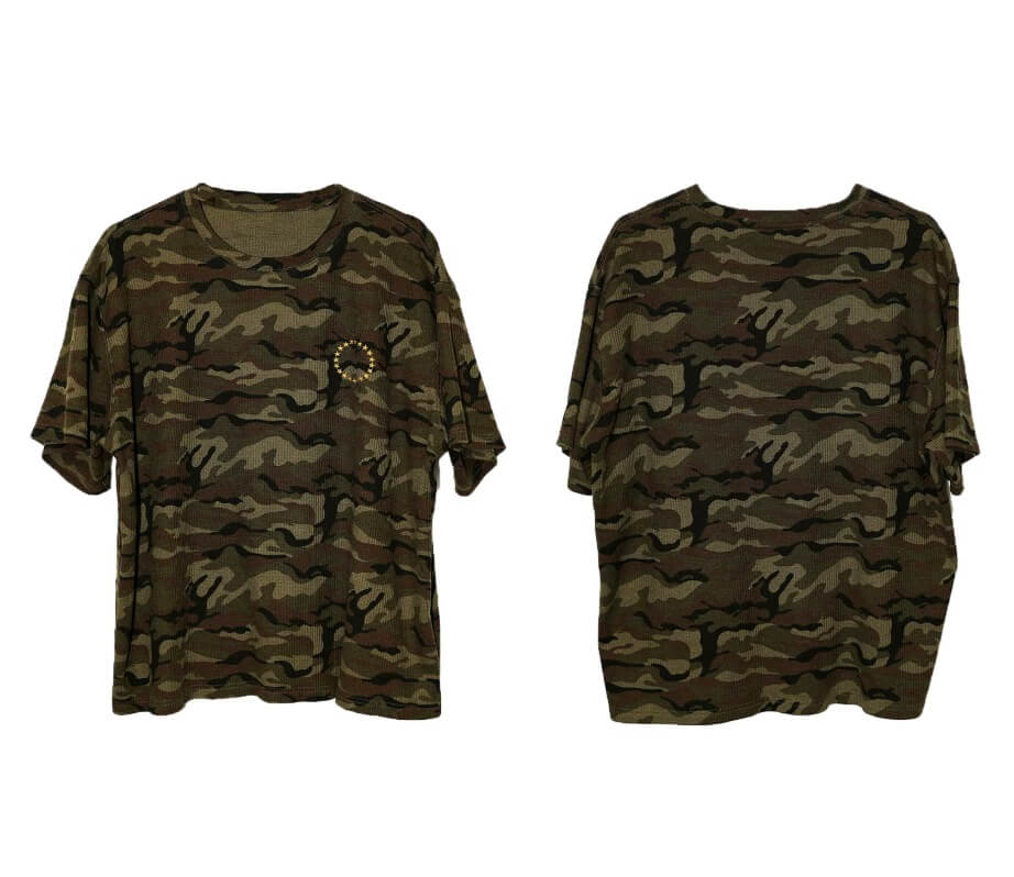LIBERAFIT Vintage Camo Leopard Waffle Star Embroidered Tee