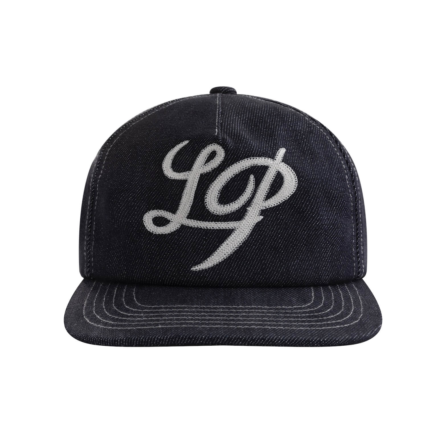 LIBERAFIT Chain Stitch Embroidered Denim Trucker Hat