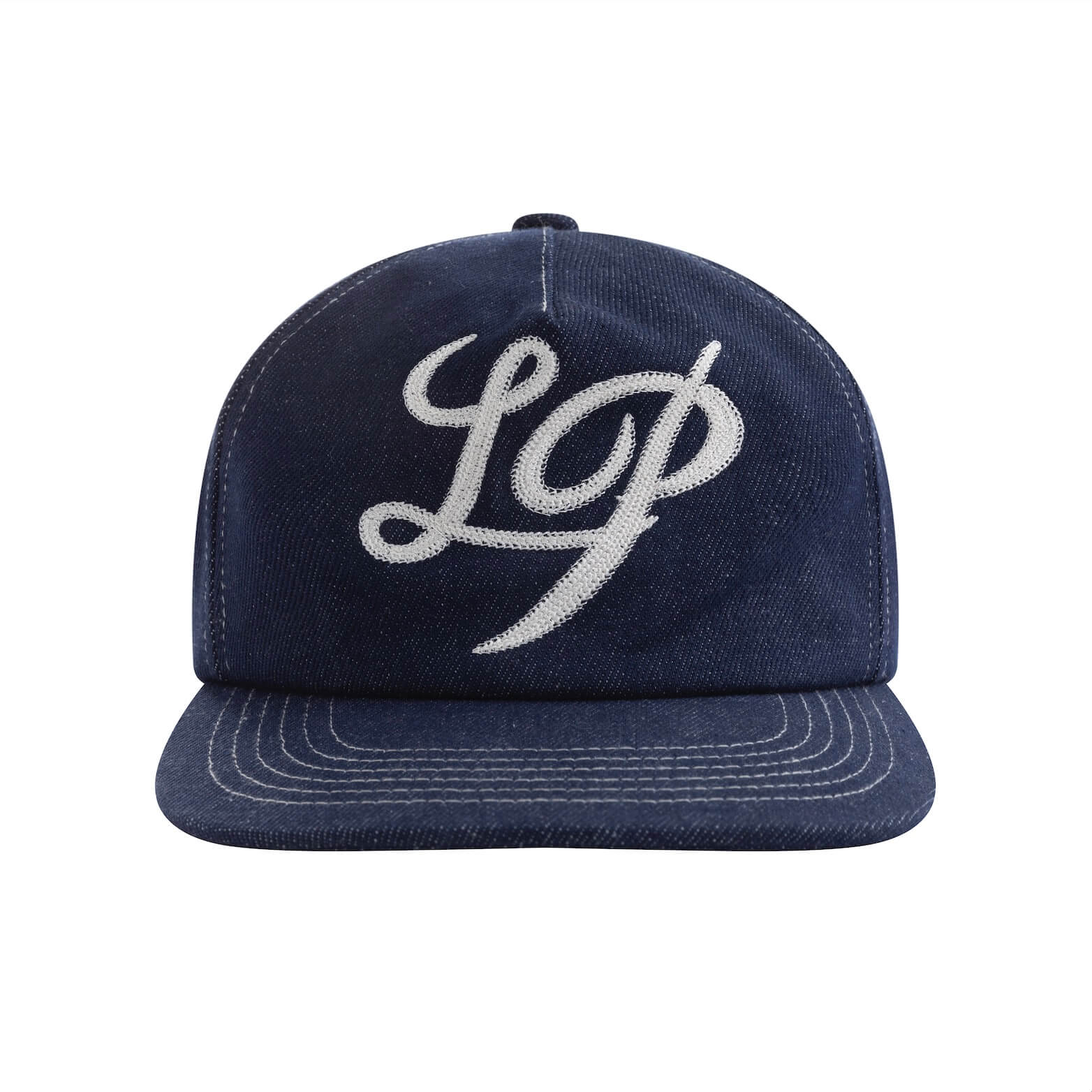 LIBERAFIT Chain Stitch Embroidered Denim Trucker Hat