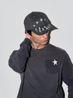 LIBERAFIT Star Embroidered and Printed Denim Baseball Cap