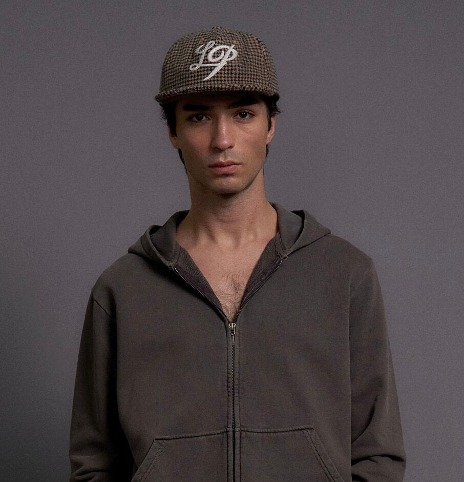 LIBERAFIT Chain Stitch Embroidered Wool Blend Houndstooth Baseball Cap