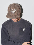 LIBERAFIT Chain Stitch Embroidered Wool Blend Houndstooth Baseball Cap