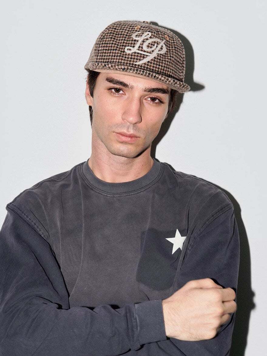 LIBERAFIT Chain Stitch Embroidered Wool Blend Houndstooth Baseball Cap