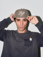 LIBERAFIT Chain Stitch Embroidered Wool Blend Houndstooth Baseball Cap
