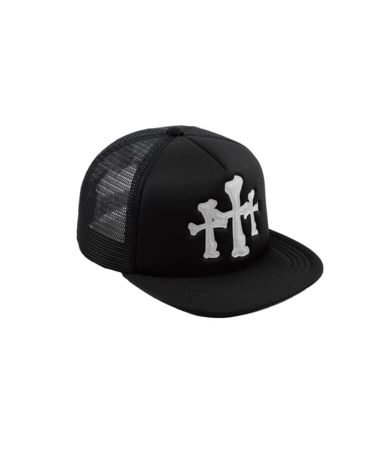 LIBERAFIT Crossbones Leather Patch Trucker Cap