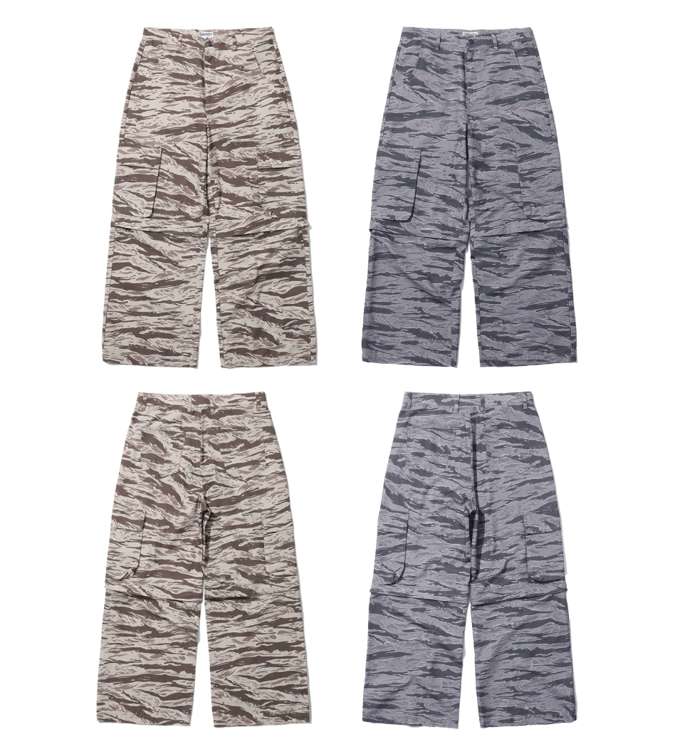 LIBERAFIT Tiger Camo 3D Patch Pocket Zip Off Cargo Pants