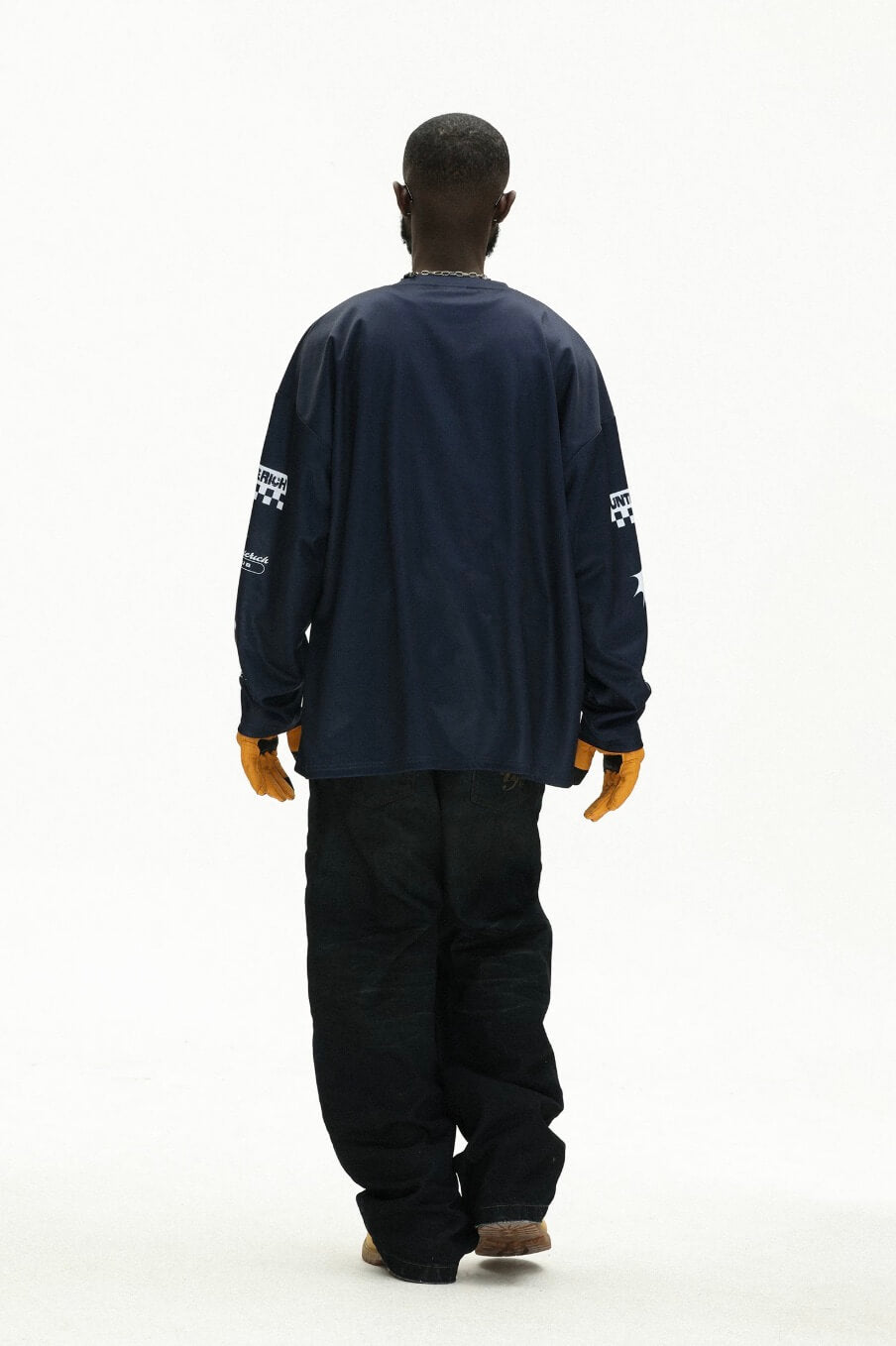 UNTILWERICH Star Print Long Sleeve Mesh Hockey Jersey