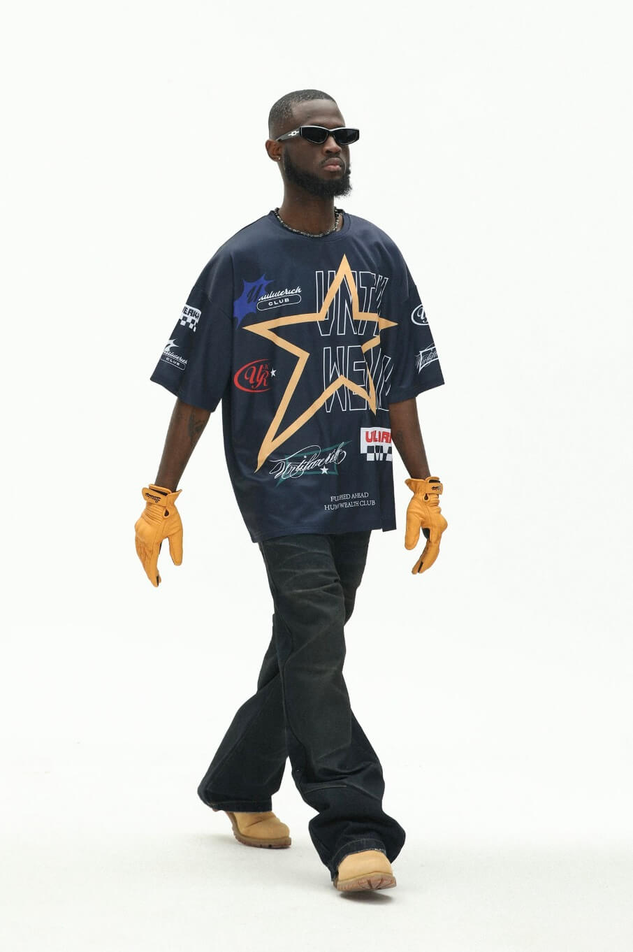 UNTILWERICH Star Print Short Sleeve Mesh Hockey Jersey