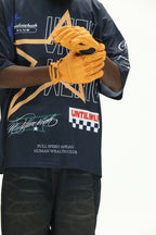 UNTILWERICH Star Print Short Sleeve Mesh Hockey Jersey