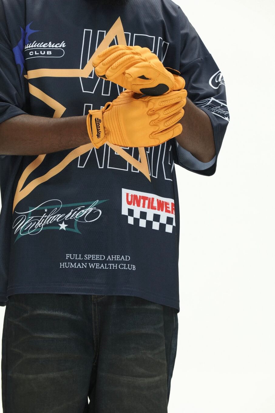 UNTILWERICH Star Print Short Sleeve Mesh Hockey Jersey