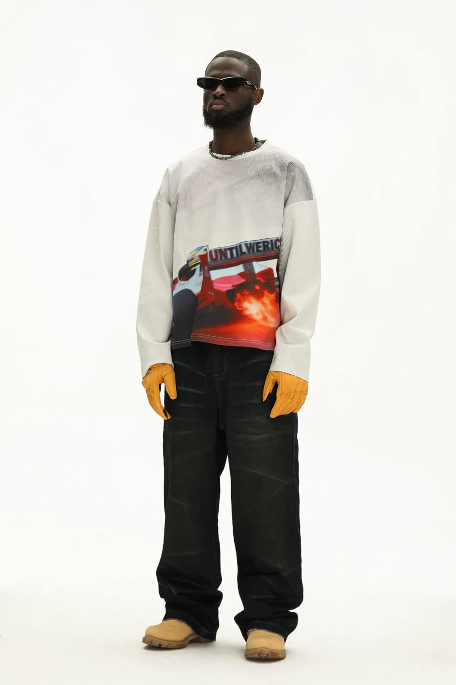 UNTILWERICH Racing Graphic Waffle Long Sleeve Tee