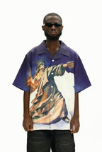 UNTILWERICH Statue of Liberty Graphic Short Sleeve Shirt