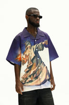 UNTILWERICH Statue of Liberty Graphic Short Sleeve Shirt