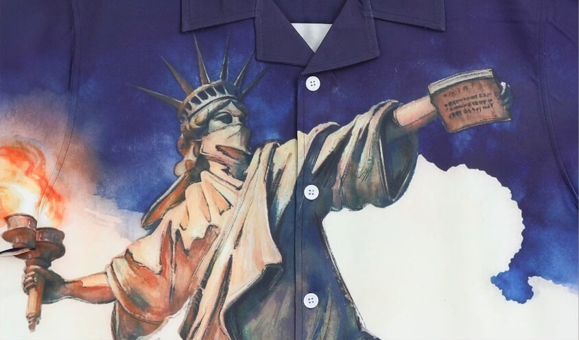 UNTILWERICH Statue of Liberty Graphic Short Sleeve Shirt
