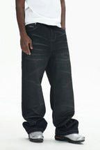 UNTILWERICH Vintage Whiskered Washed Distressed Jeans