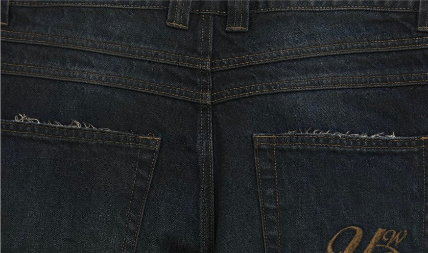 UNTILWERICH Vintage Whiskered Washed Distressed Jeans