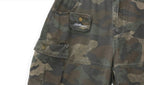 UNTILWERICH Washed Camo Multi Pocket Wide Cargo Below Knee Shorts