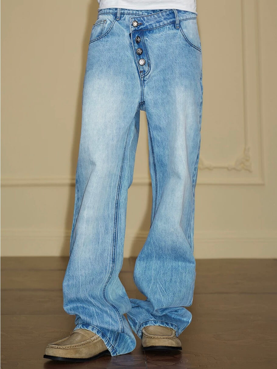 YADcrew Crossover Waist Washed Jeans