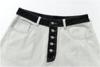 YADcrew Herringbone Waist Contrast Baggy Jeans