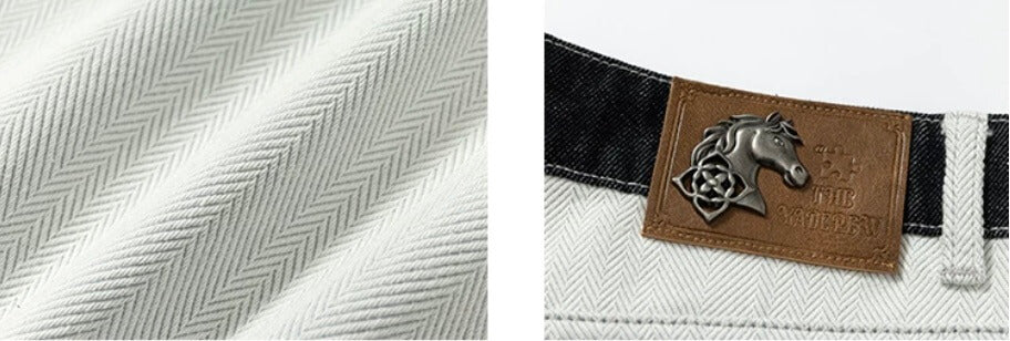 YADcrew Herringbone Waist Contrast Baggy Jeans