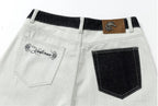 YADcrew Herringbone Waist Contrast Baggy Jeans