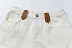 YADcrew Embossed Knee Leather Belt Loop Jeans