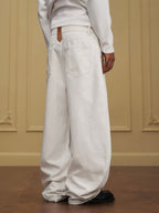 YADcrew Embossed Knee Leather Belt Loop Jeans