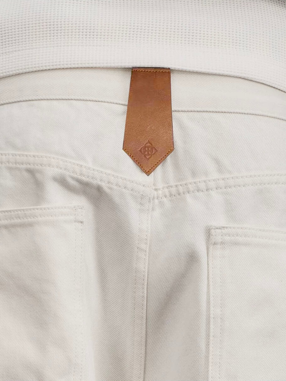 YADcrew Embossed Knee Leather Belt Loop Jeans