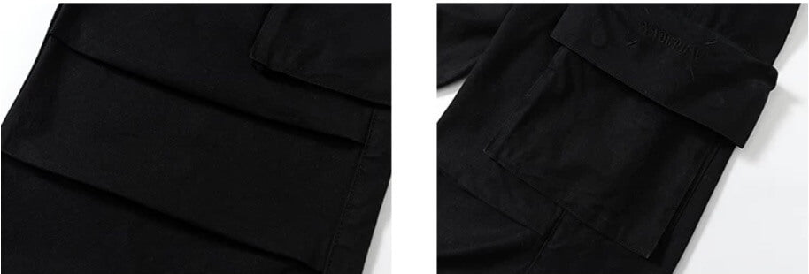 YADcrew Washed Double Pocket Wide Leg Cargo Pants
