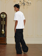 YADcrew Washed Double Pocket Wide Leg Cargo Pants