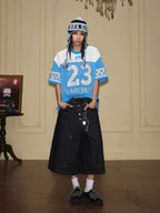 YADcrew Double Knee Denim Baggy Below Knee Shorts