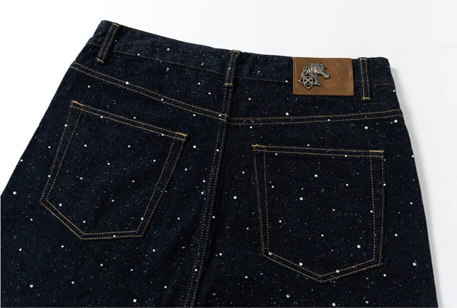 YADcrew All Over Starry Rhinestone Loose Fit Jeans
