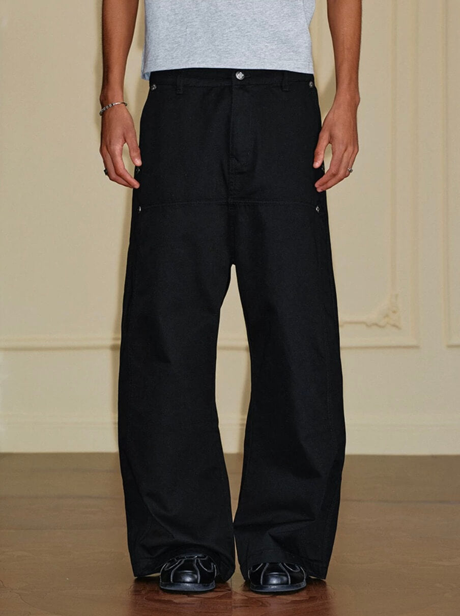 YADcrew Deconstructed Drop Crotch Loose Fit Wide Leg Work Pants