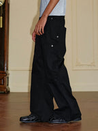 YADcrew Deconstructed Drop Crotch Loose Fit Wide Leg Work Pants