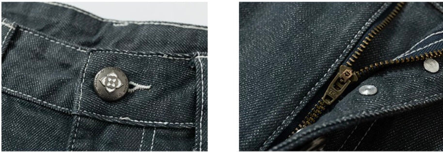 YADcrew Cross Motif Button Paneled Denim Shorts