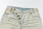 YADcrew Heavy Wash Distressed Cross Motif Button Jeans
