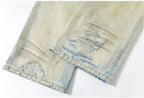 YADcrew Heavy Wash Distressed Cross Motif Button Jeans