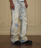 YADcrew Heavy Wash Distressed Cross Motif Button Jeans
